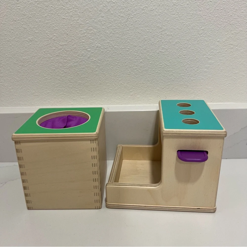 Lovevery Wooden Peg Drop & Magic Tissue Box Montessori Baby Toys – Preowned Set